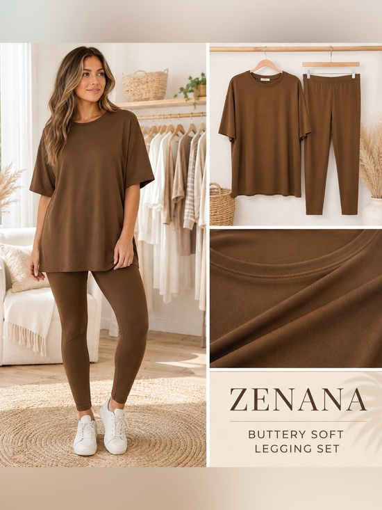 Zenana Outfitters Pants - Zenana Outfitters Buttery Soft Legging Set in Brown